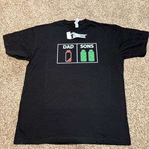 New XL Dad Humor Tee Black - Because the Kids are Wired & Dad is Tired Gift